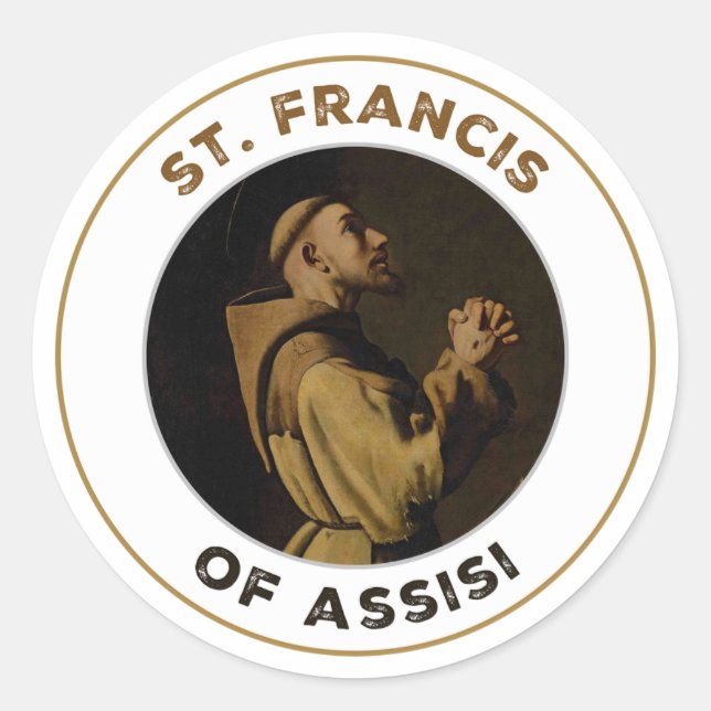 St. Francis of Assisi Pray for Us Classic Round Sticker (Front)