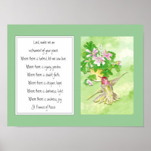 St. Francis of Assisi, Prayer Hummingbird Flower Poster