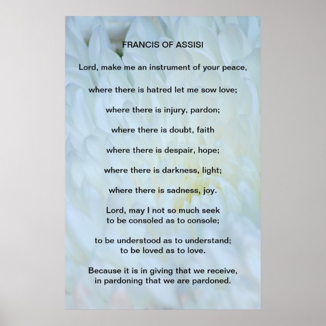 St Francis of Assisi prayer Poster (Front)
