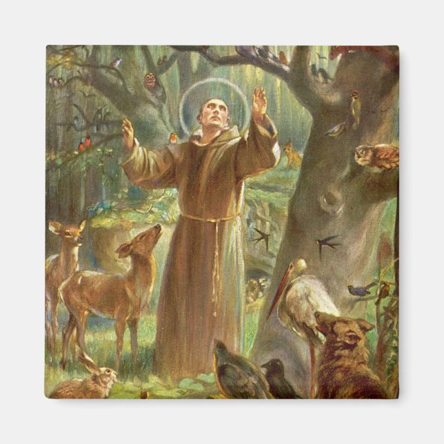 St Francis of Assisi preaching to animals Magnet (Front)