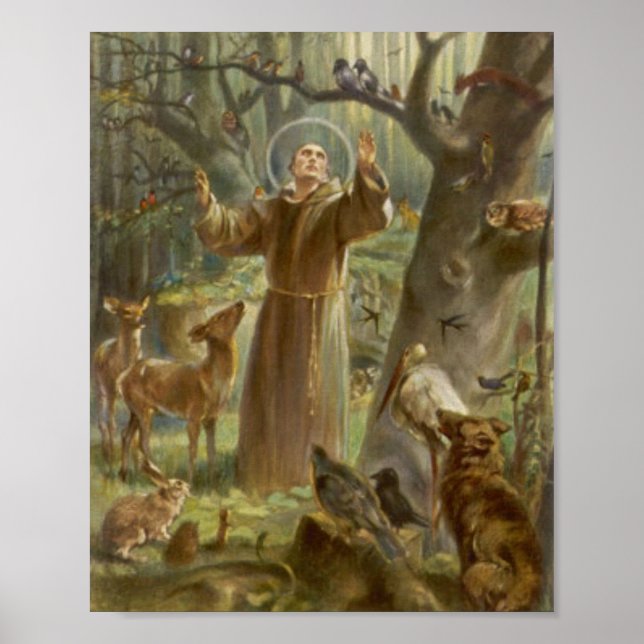 St. Francis of Assisi Preaching to Animals Print (Front)