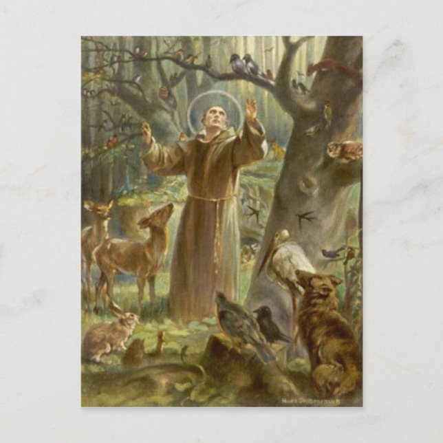 St. Francis of Assisi Preaching to the Animals Postcard (Front)