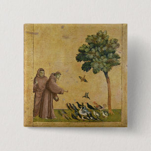 St. Francis of Assisi preaching to the birds 15 Cm Square Badge