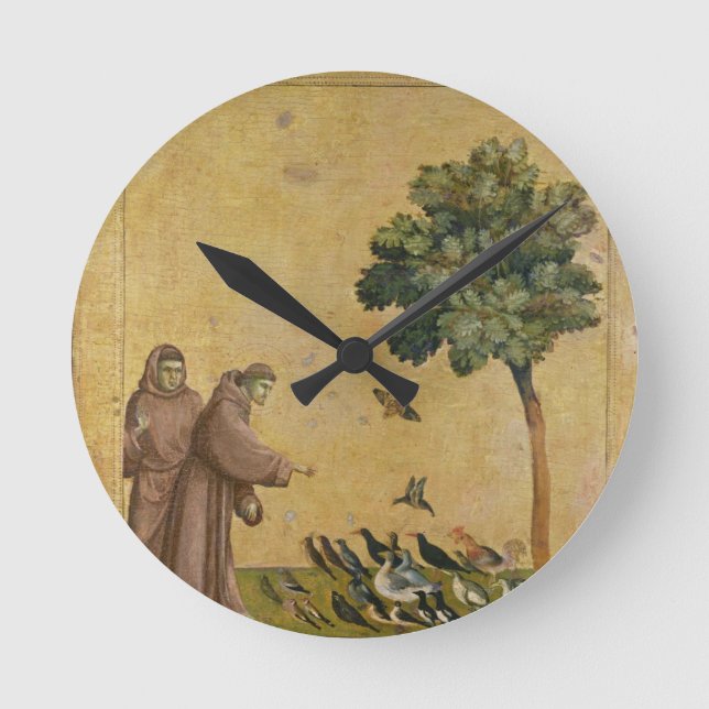 St. Francis of Assisi preaching to the birds Round Clock (Front)