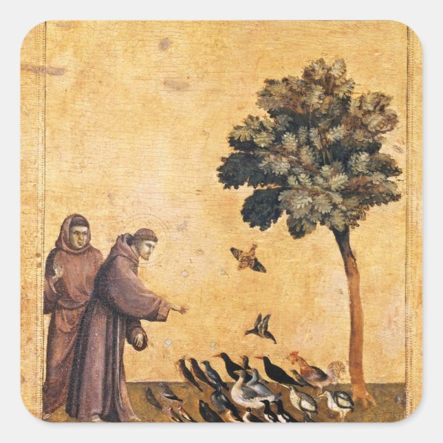St. Francis Of Assisi Preaching To The Birds Square Sticker (Front)