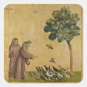 St. Francis of Assisi preaching to the birds Square Sticker