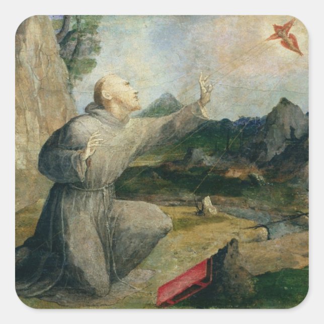 St. Francis of Assisi Receiving the Stigmata Square Sticker (Front)