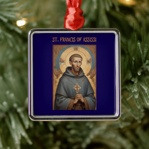St. Francis of Assisi Roman Catholic Metal Tree Decoration