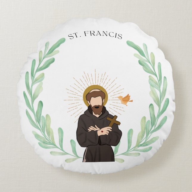 St. Francis of Assisi Round Pillow (Front)