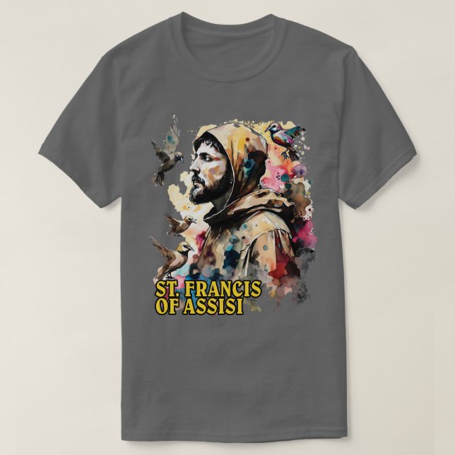 St Francis of Assisi Saint T-Shirt (Design Front)