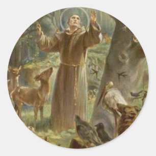 St. Francis of Assisi Surrounded by Animals Classic Round Sticker