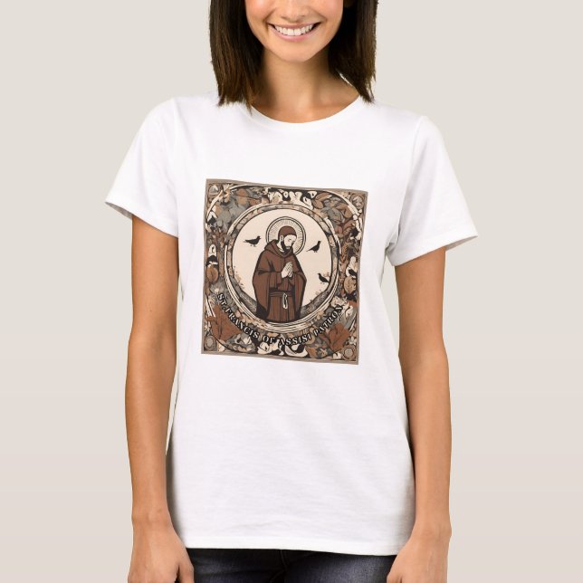 St. Francis of Assisi T-Shirt for Women Christian (Front)