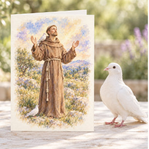 St. Francis of Assisi Watercolor Prayer of Peace Card