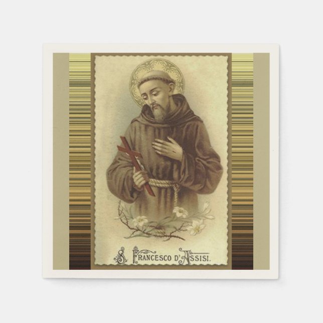 St. Francis of Assisi with Crucifix Lilies Napkin (Front)