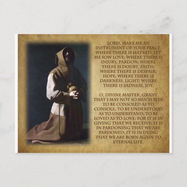St Francis of Assisi's Prayer Postcard (Front)