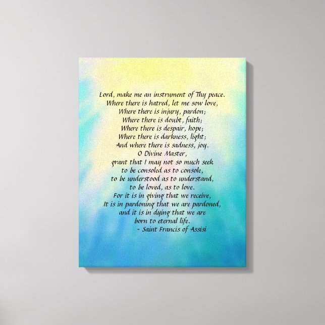 St. Francis' Prayer Canvas Print (Front)