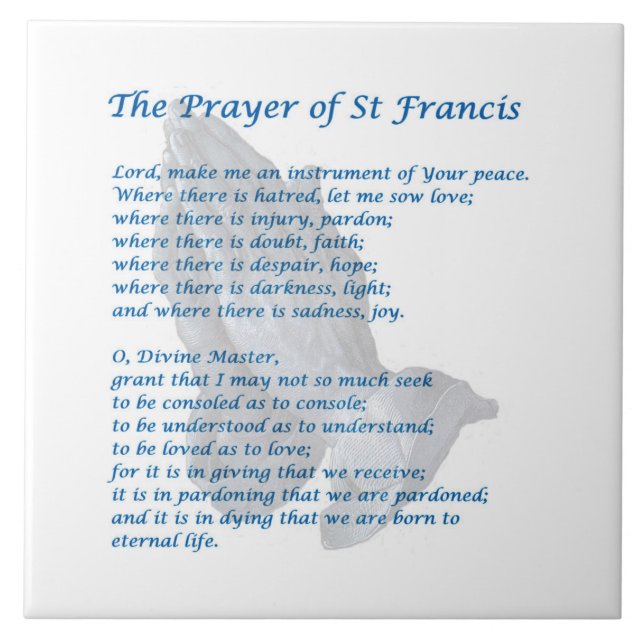 St Francis Prayer Tile (Front)