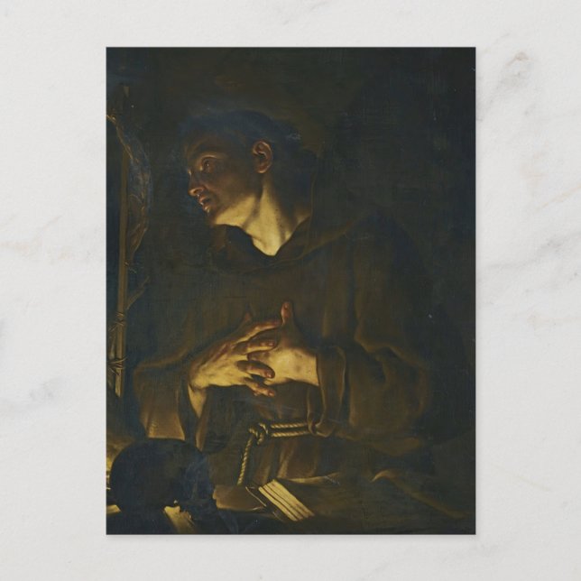 St. Francis Praying Before a Crucifix by Trevisani Postcard (Front)
