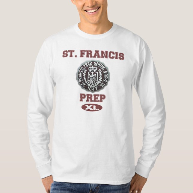 St Francis Prep Long Sleeve Light-Coloured T T-Shirt (Front)
