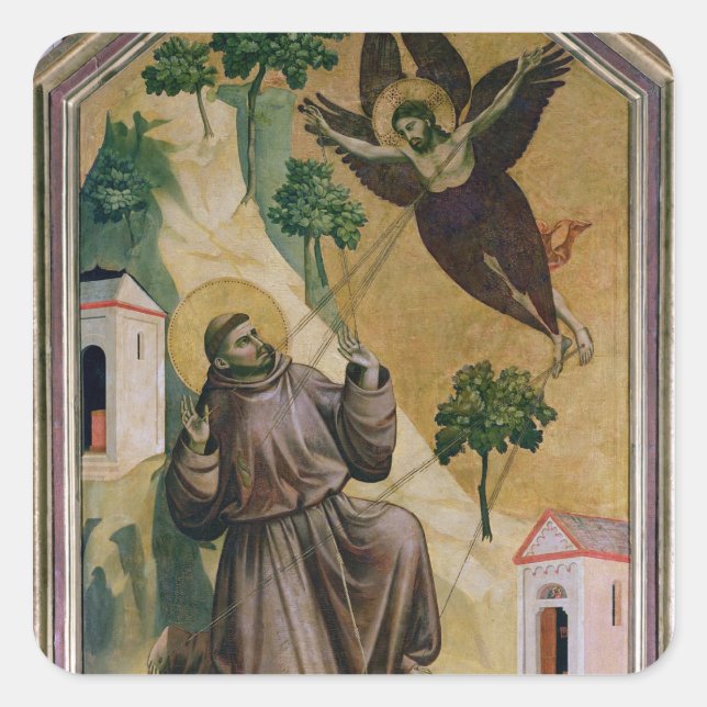 St. Francis Receiving the Stigmata, c.1295-1300 Square Sticker (Front)