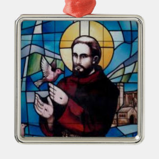 St Francis Stained Glass Image with Dove Metal Tree Decoration