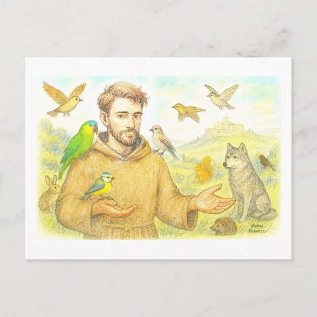 St. Francis - the sermon to the birds and animals Postcard (Front)