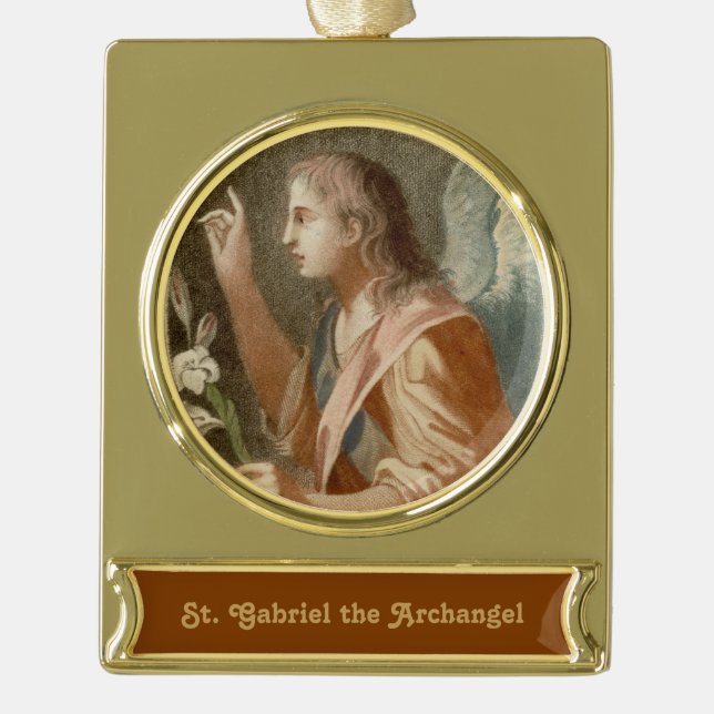 St. Gabriel the Archangel (M 011) Gold Plated Banner Ornament (Front)