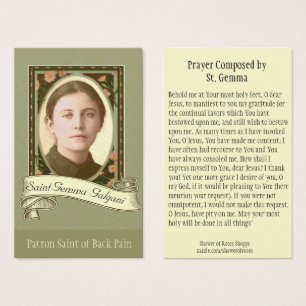 St. Gemma Galgani Saint of Back Pain Holy Card