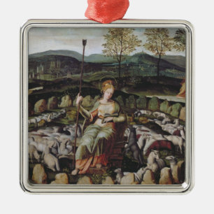 St. Genevieve Guarding her Flock Metal Tree Decoration