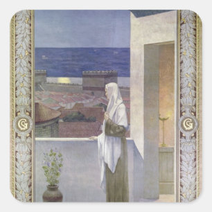 St. Genevieve Watches Over the Sleeping City Square Sticker