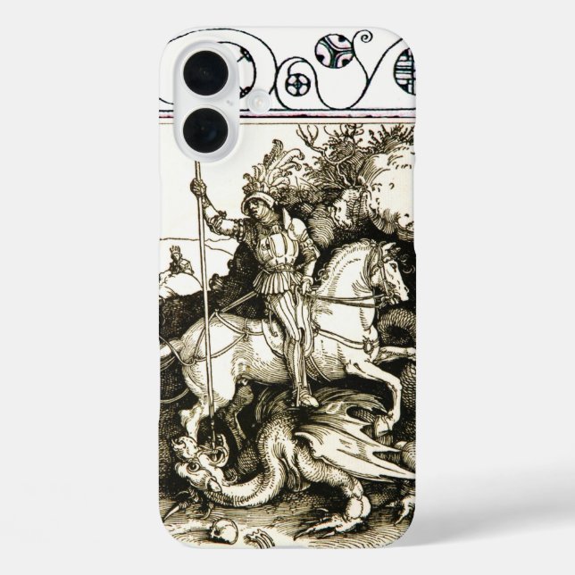 ST. GEORGE AND DRAGON , Black White Case-Mate iPhone Case (Back)