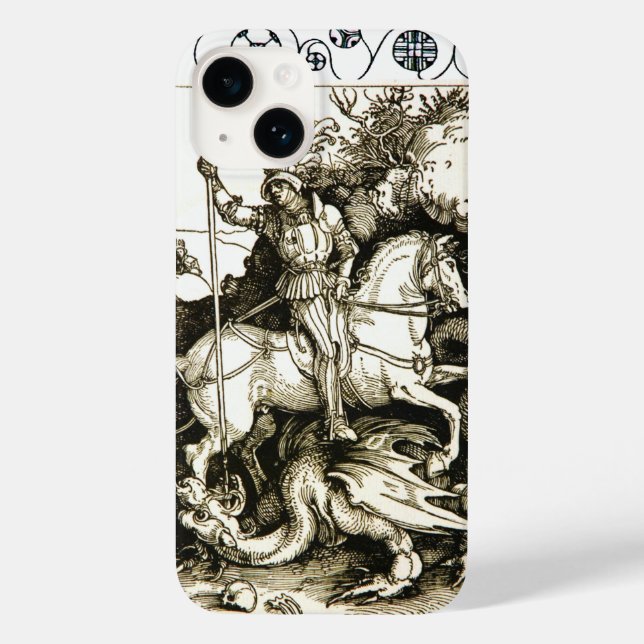 ST. GEORGE AND DRAGON , Black White Case-Mate iPhone Case (Back)