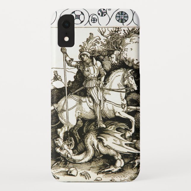 ST. GEORGE AND DRAGON , Black White Case-Mate iPhone Case (Back)