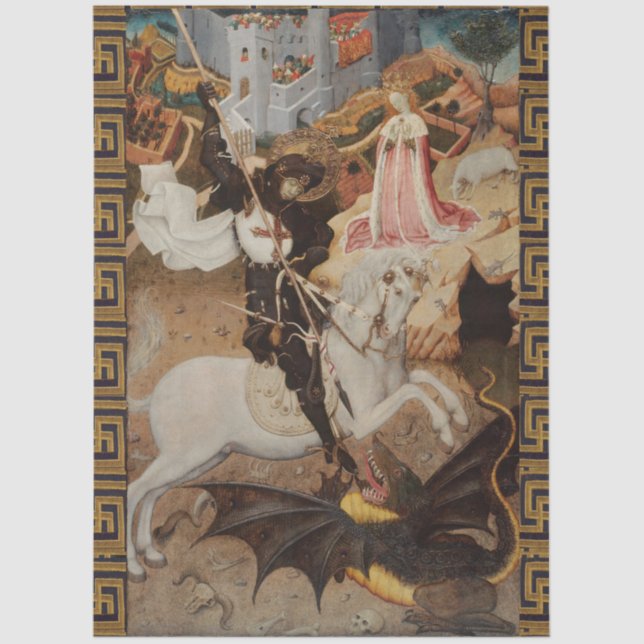 St. George and The Dragon by Bernat Martorell Tissue Paper (Front)
