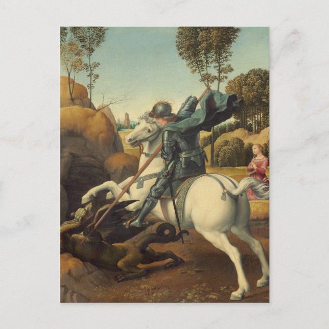 St. George and the Dragon by Raphael Postcard (Front)