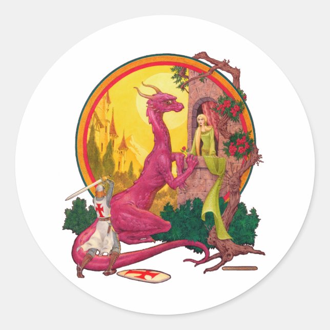 St.George and the Dragon Classic Round Sticker (Front)