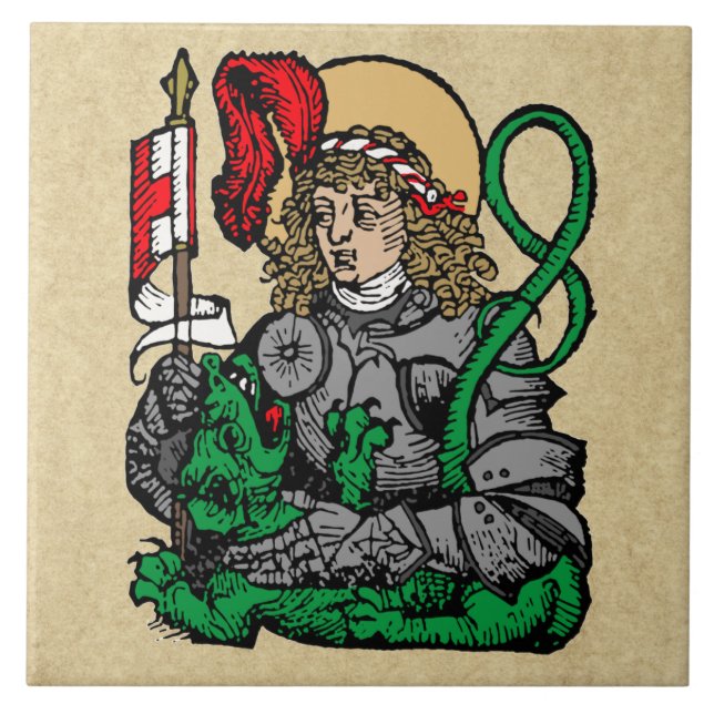 St. George and the Dragon (Nuremberg) Ceramic Tile (Front)