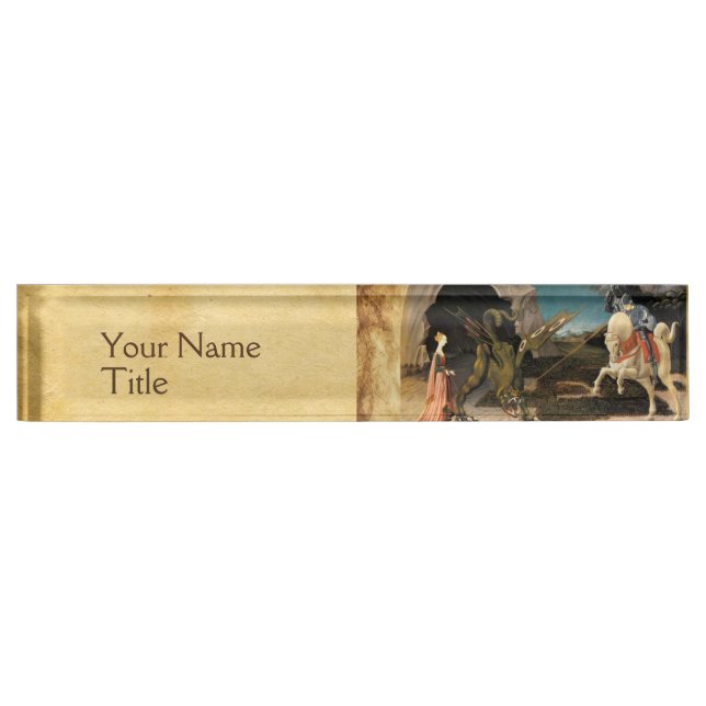 ST. GEORGE,DRAGON AND PRINCESS PARCHMENT NAMEPLATE (Front)