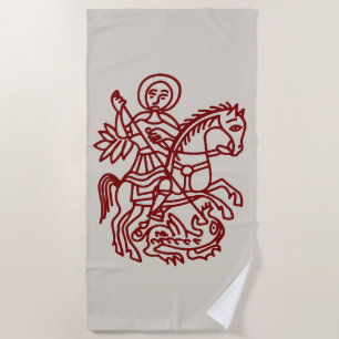 St George Dragon Jerusalem Cross Heritage Tattoo Beach Towel