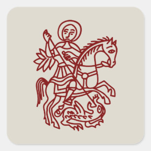 St George Dragon Jerusalem Cross Heritage Tattoo Square Sticker
