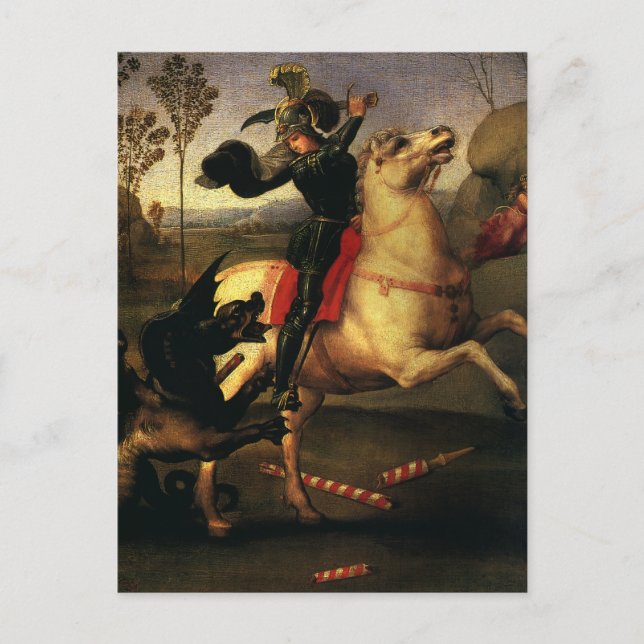 St. George Fighting the Dragon by Raphael Sanzio Postcard (Front)