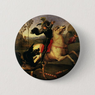 St. George Fighting the Dragon, Raphael, Raffaello 6 Cm Round Badge