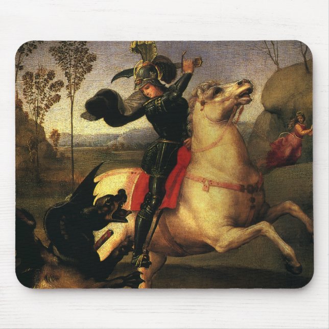 St. George Fighting the Dragon, Raphael, Raffaello Mouse Pad (Front)
