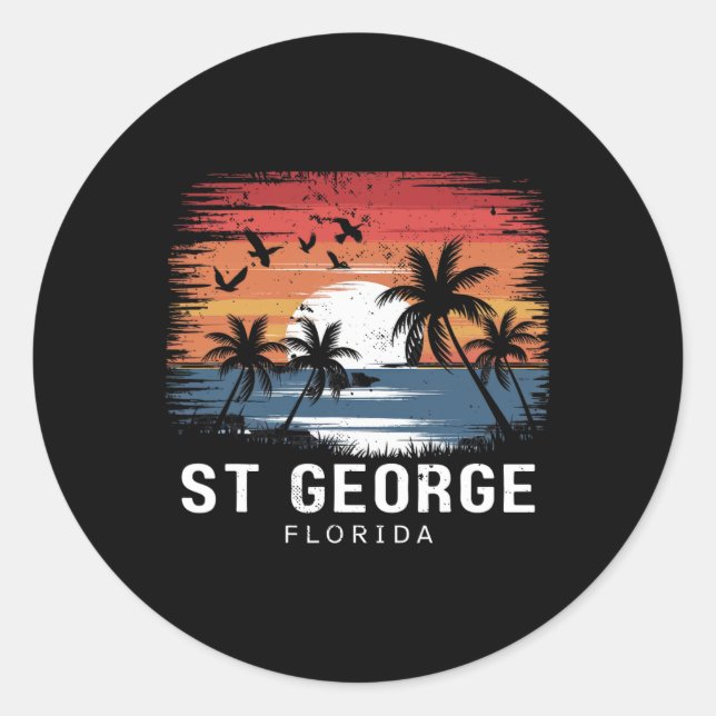 St George Florida Surfing Surfer  Classic Round Sticker (Front)