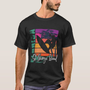 St George Island Florida Beach Retro Surfing Souve T-Shirt