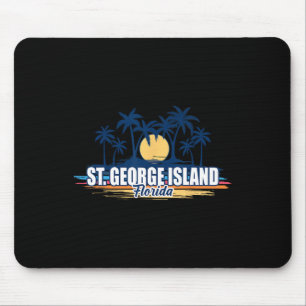St George Island Florida Retro Surfing Board Mouse Pad