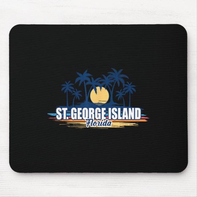 St George Island Florida Retro Surfing Board  Mouse Pad (Front)
