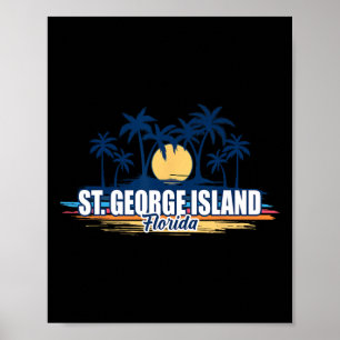 St George Island Florida Retro Surfing Board Poster