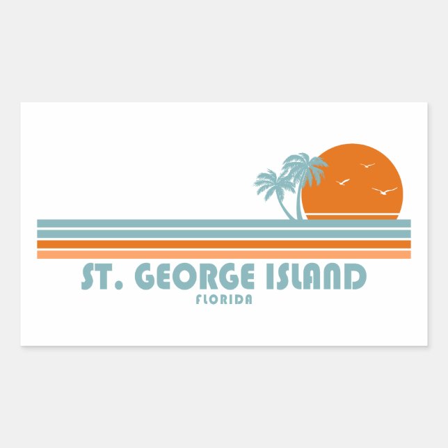 St. George Island Florida Sun Palm Trees Rectangular Sticker (Front)