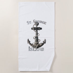 St. George Island Florida Vacation Nautical Anchor Beach Towel
